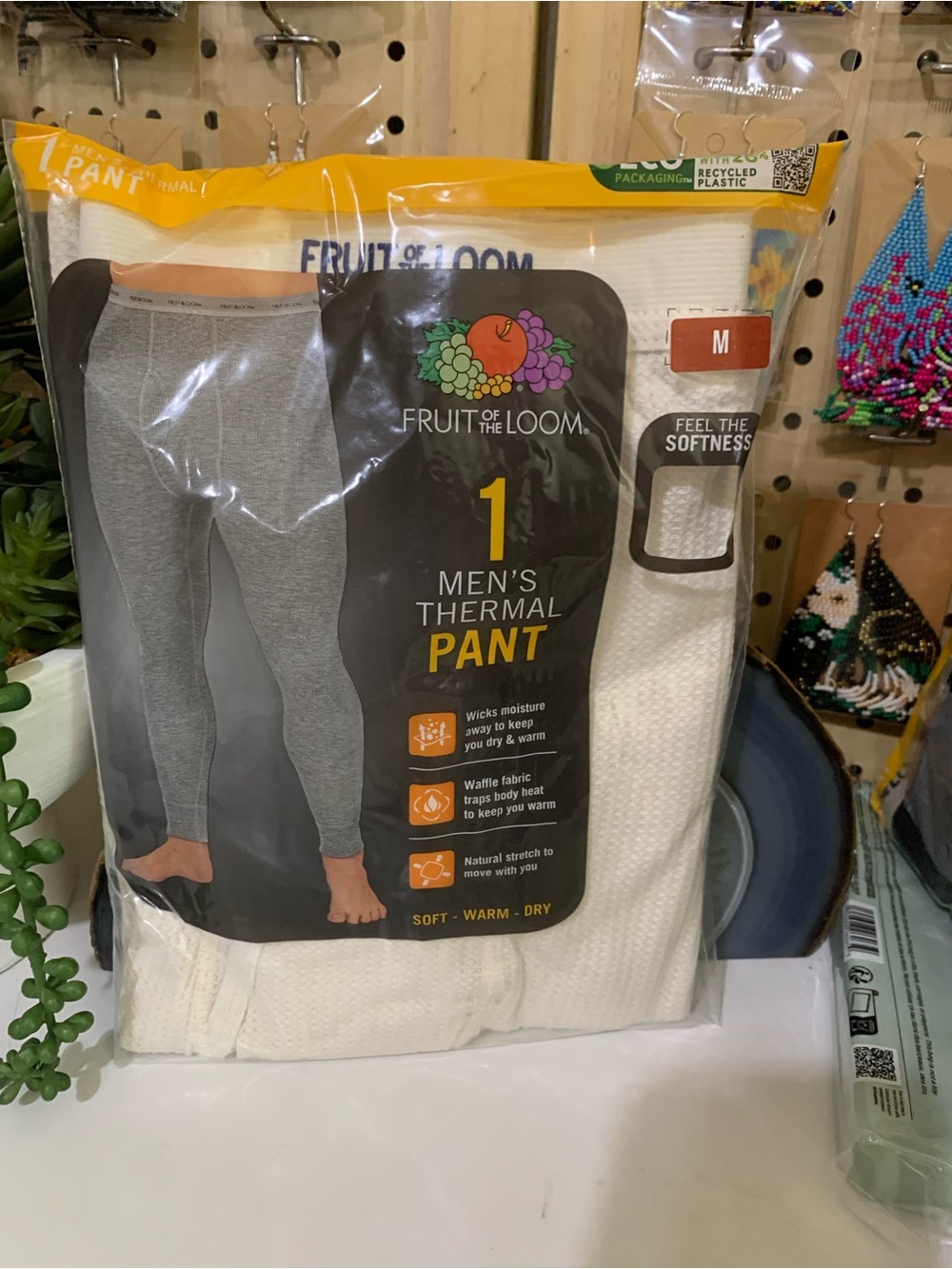Fruit of the Loom Men's Thermal Pants — White (1 Pair)